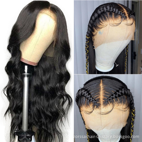 13*4 Body Wave Glueless Swiss Lace Frontal Wigs Raw Indian Human Hair Lace Wigs Virgin Cuticle Aligned Body Wave Lace Front Wig